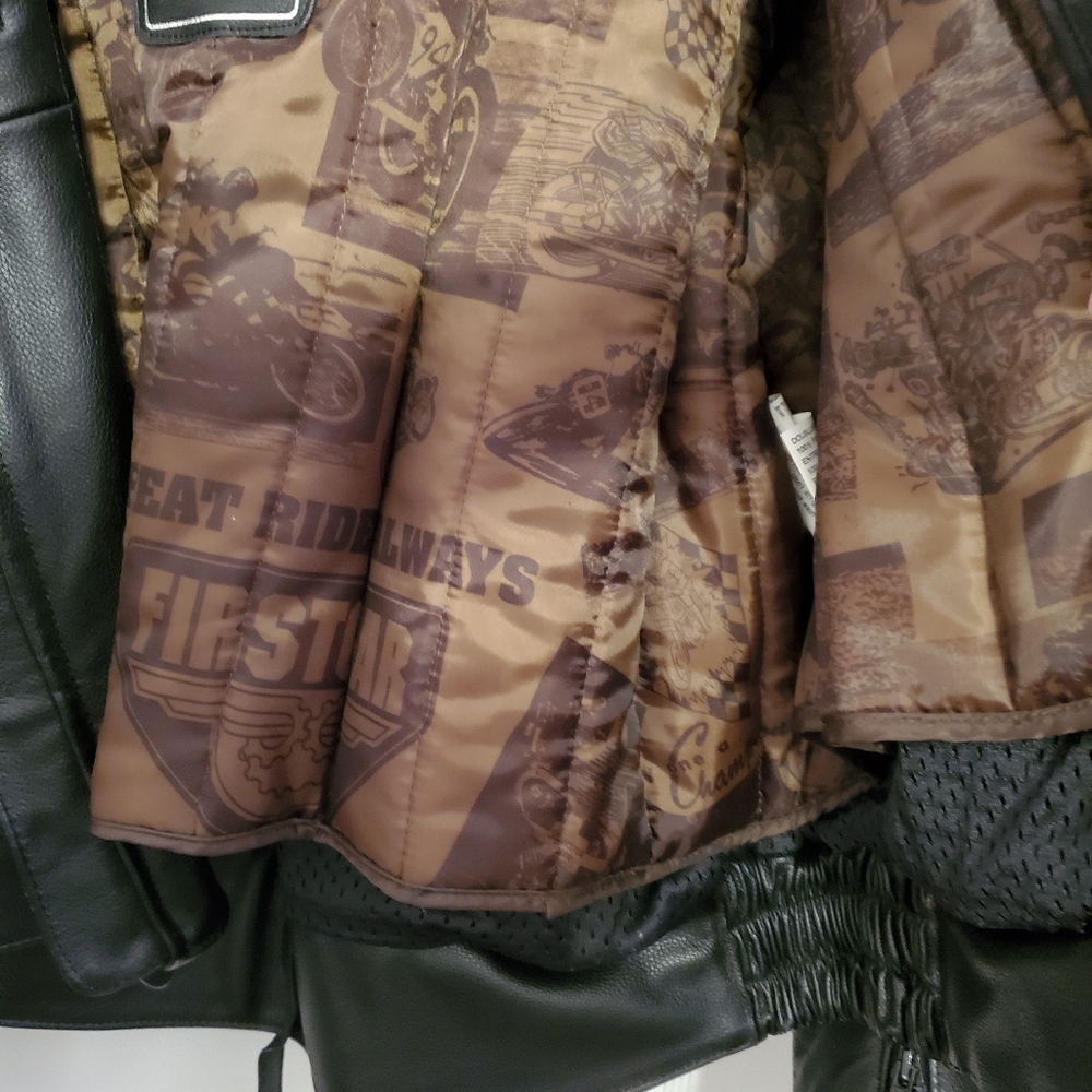 Firstgear thermoliner black leather motorcycle jacket XL - Picture 4 of 16
